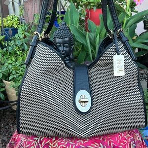 👜 Coach Woven Jacquard and Leather Double Strap Shoulder Bag 👜